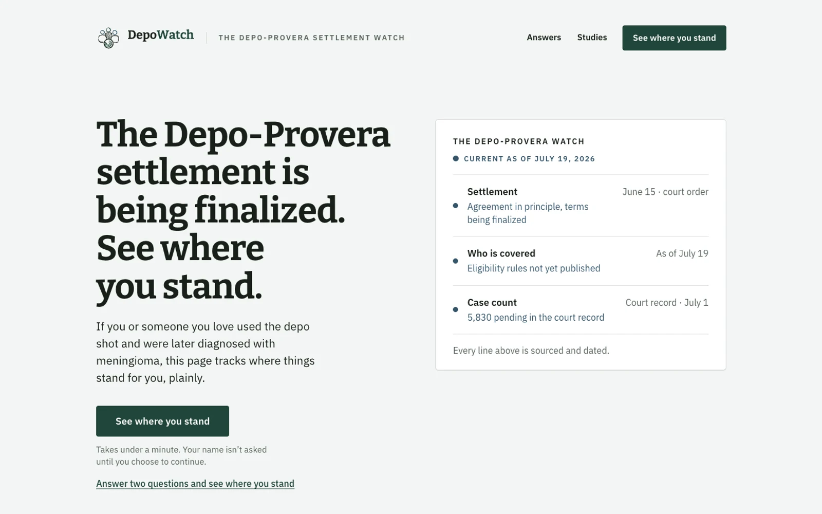DepoWatch, built and operated by Taqtics